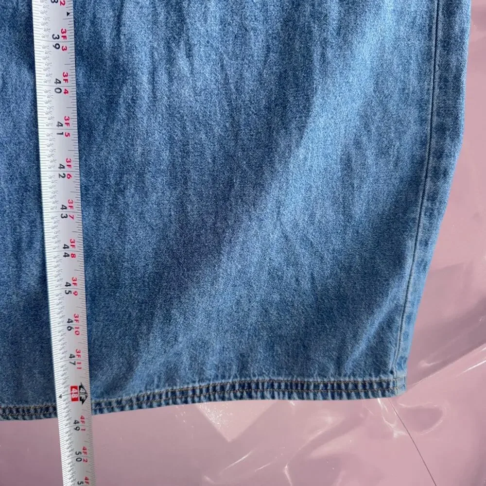 Y2K Whimsy Erika & Co. blue denim maxi dress with pockets cottage core maternity - Picture 5 of 6